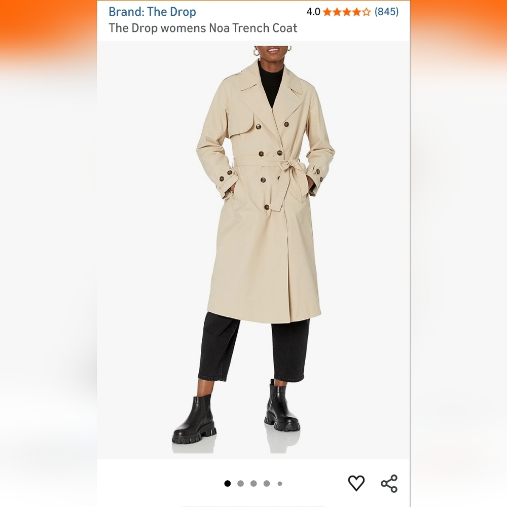 New The Drop Trench Coat~Noa~Classic Long Jacket~Size Small~Org. $100
